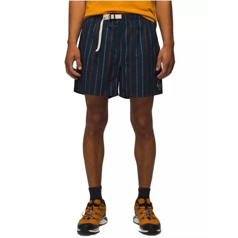 Prana Indio Heritage Shorts 5" Stormy Night Striped Outdoor Hike NEW Mens Medium